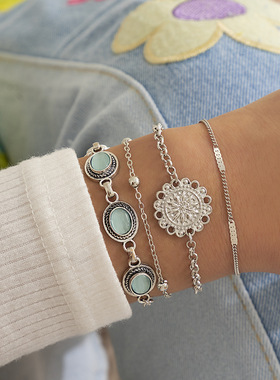 欧美跨境饰品民族风花盘猫眼石金