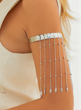 欧美跨境西域风情串珠流苏arm chain臂环波西米亚爱心臂镯饰品女