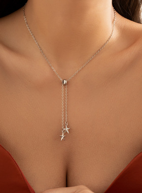 欧美跨境饰品简约仿珍珠星形流苏