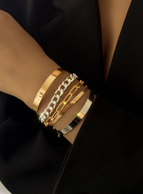 欧美跨境饰品光滑C形混搭麻花链