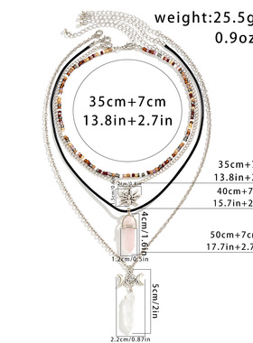 欧美跨境个性叠戴蝴蝶佛手吊坠项