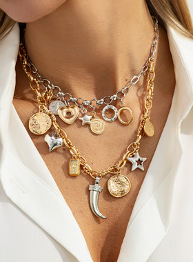 欧美跨境时尚金属熔岩五角星爱心