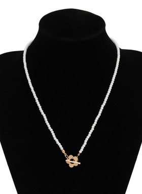 欧美跨境饰品百搭串珠仿珍珠锁骨