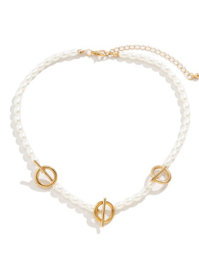 欧美跨境饰品单层串珠合金几何项