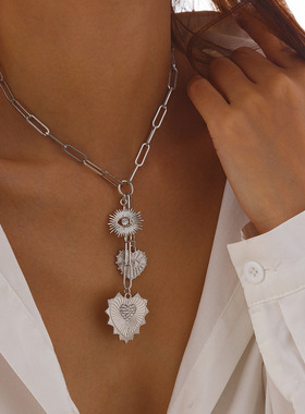 欧美跨境金属风微镶锆石桃心眼睛