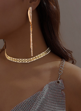 欧美跨境饰品气质镶钻爪链镶钻项