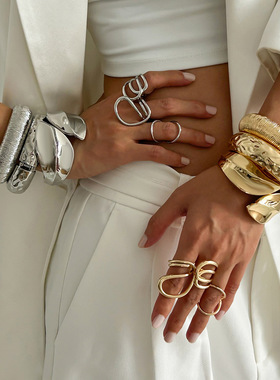 欧美时尚bracelet金属光面叶子弹