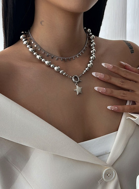 欧美跨境饰品甜酷金属叠戴choker