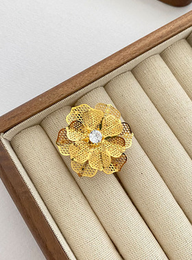 跨境时尚花朵镂空戒指女迪拜印度