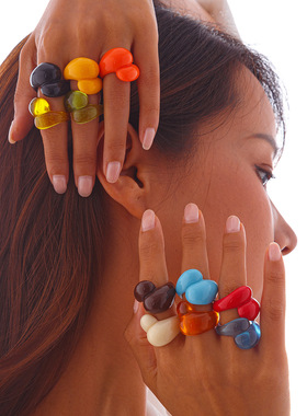 欧美跨境饰品设计感彩色透明水滴