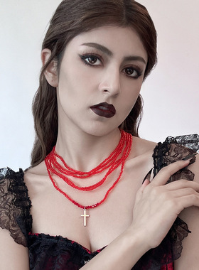 欧美跨境暗黑哥特风米珠串珠项饰