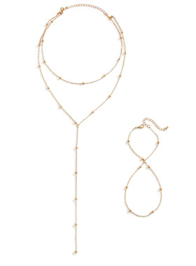 欧美跨境简约几何金属圆珠链条锁