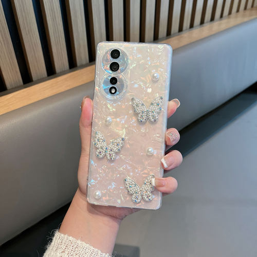 适用于华为荣耀80手机壳80pro半透明新款女ann一an00小清新honor8o蝴蝶p80por曲屏八十高级感八零x80防摔简约 - 图1