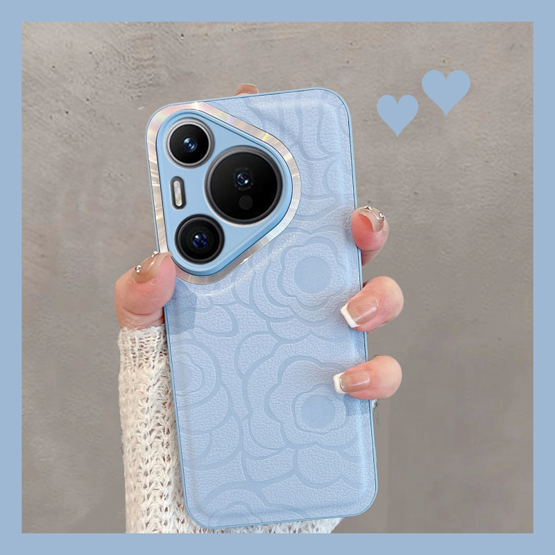 适用于华为pura70手机壳prua70pro新款ultra女p70por+加系列puro7o简约pr0十山茶花u全包防摔高级感皮纹纯色 - 图1