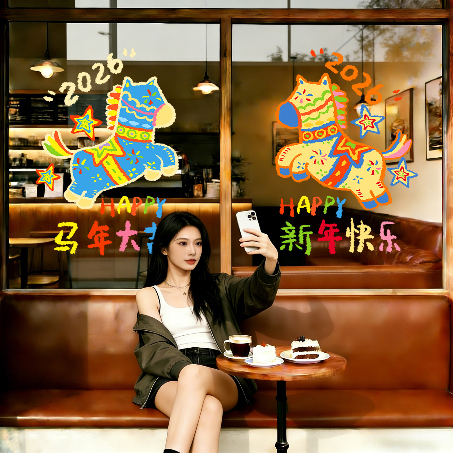 马年窗贴2026玻璃静电贴纸新年窗花装饰贴画门贴场景氛围布置福字,淘宝优惠券,粉丝福利购,淘宝优惠卷