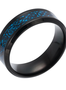 外贸指环提供钛钢碳纤维男士龙纹不锈钢钛钢欧美手饰品太钢合金