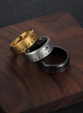 欧美款钛钢可转动首饰ring太钢