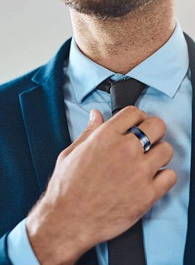 双色龙纹转动新款男士戒指钛钢