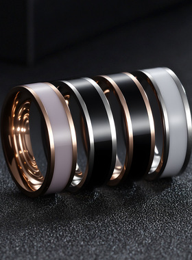 滴油简约钛钢指环情侣不锈钢钛钢