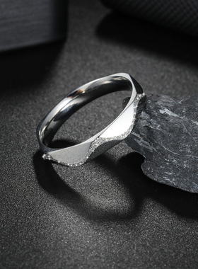 情侣磨砂几何戒指ring情侣对戒钛