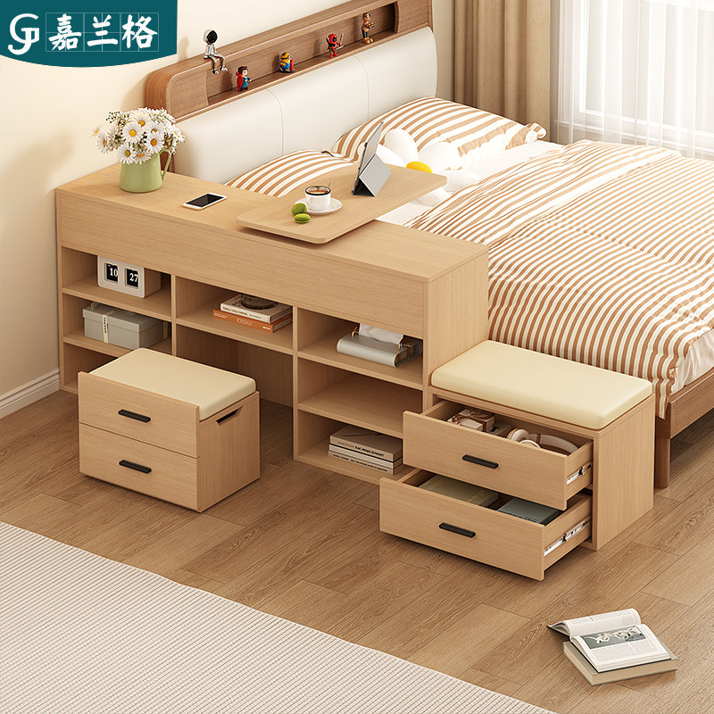 实木半包围床边柜长条卧室床边置物柜书桌一体窄夹缝柜床尾柜9C14,淘宝优惠券,粉丝福利购,淘宝优惠卷