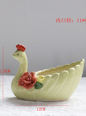 孔雀多肉花盆陶瓷有孔