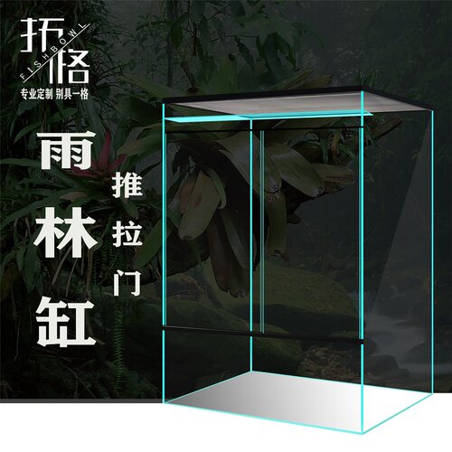 拓格定制雨林缸金晶超白带推拉门雨淋缸客厅热带生态造景爬宠养箱 - 图0