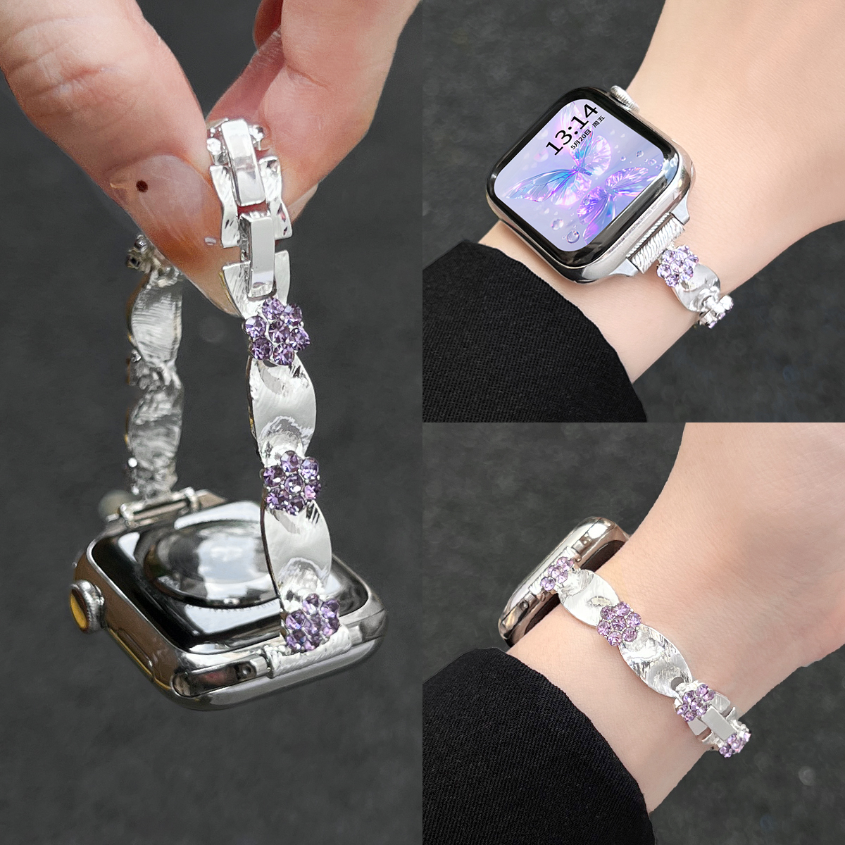 适用华为fit4表带新款4pro系列手带腕表watch fit3高级创意金属表链fit2智能运动女生手环腕带fit手表带女款 - 图0