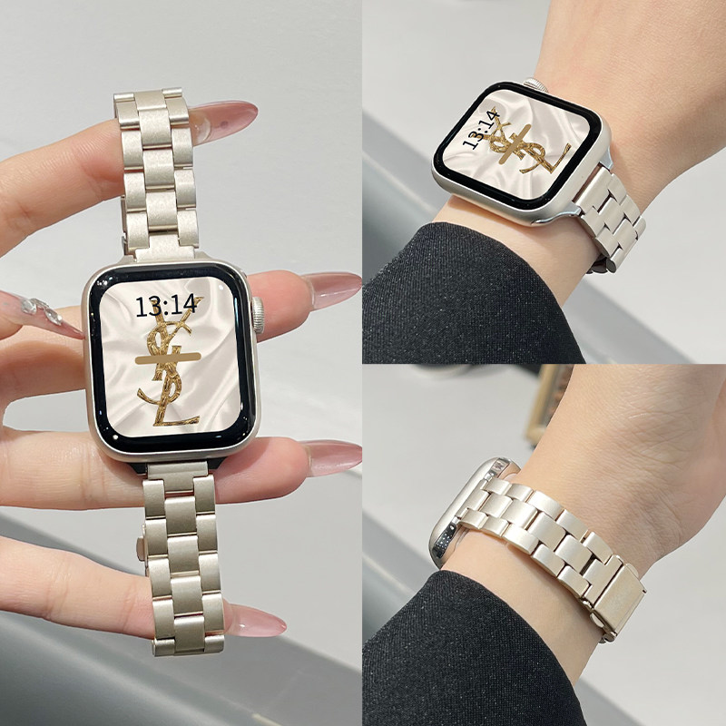 星光色适用iwatch10/9表带金属applewatch8手表带夏女苹果手表十代表链iwatchse钢带s11s10s9小香风s8s7女款,淘宝优惠券,粉丝福利购,淘宝优惠卷