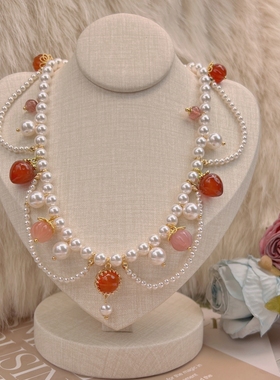 18k金施家珍珠玛瑙项链