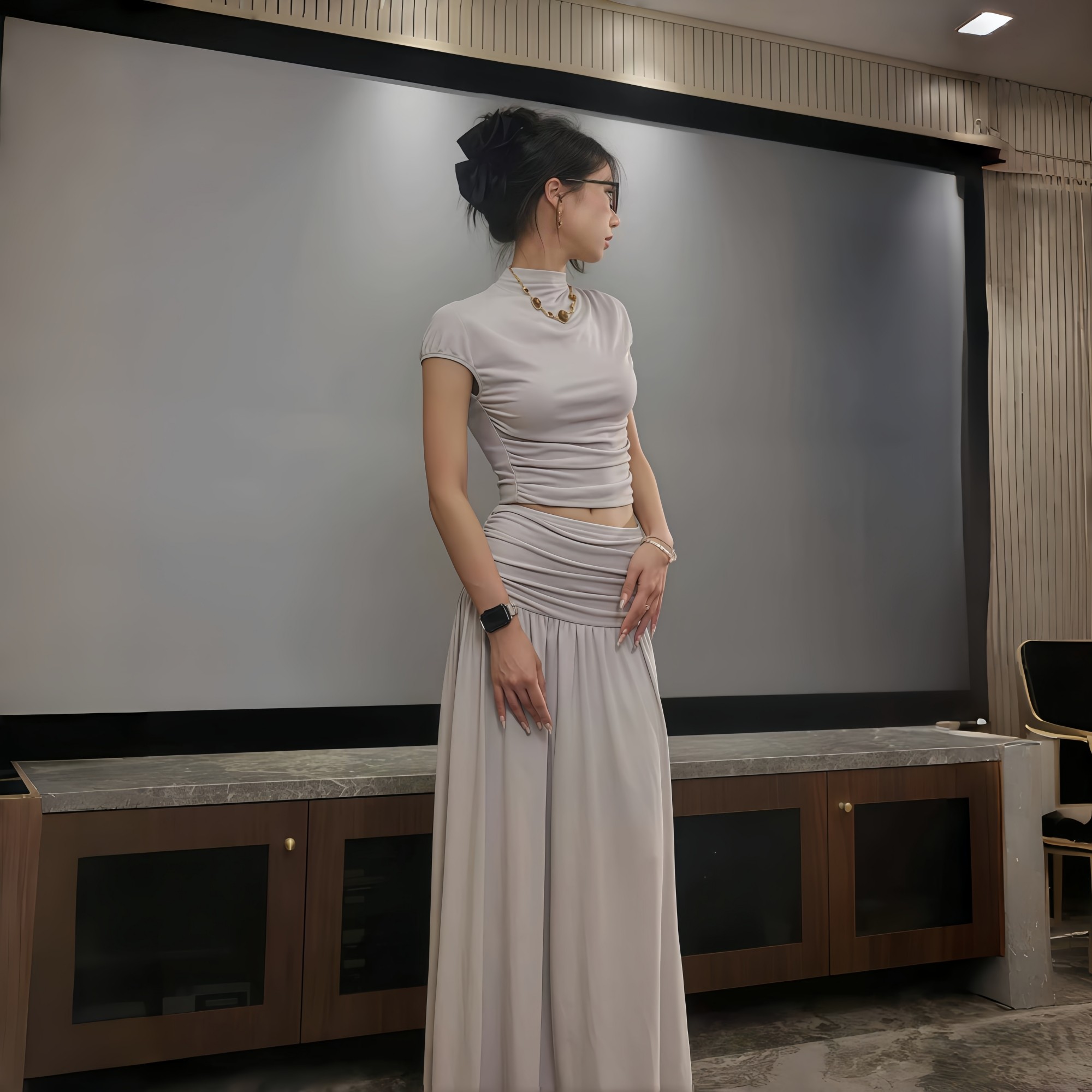 GirlsAt18 气质慵懒感针织套装裙女短袖T恤上衣高腰半身裙两件套,淘宝优惠券,粉丝福利购,淘宝优惠卷