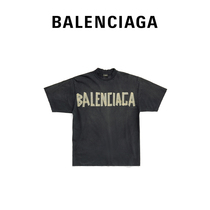 BALenciaga Paris Seen Home Tape type Mens mid-version T-shirt