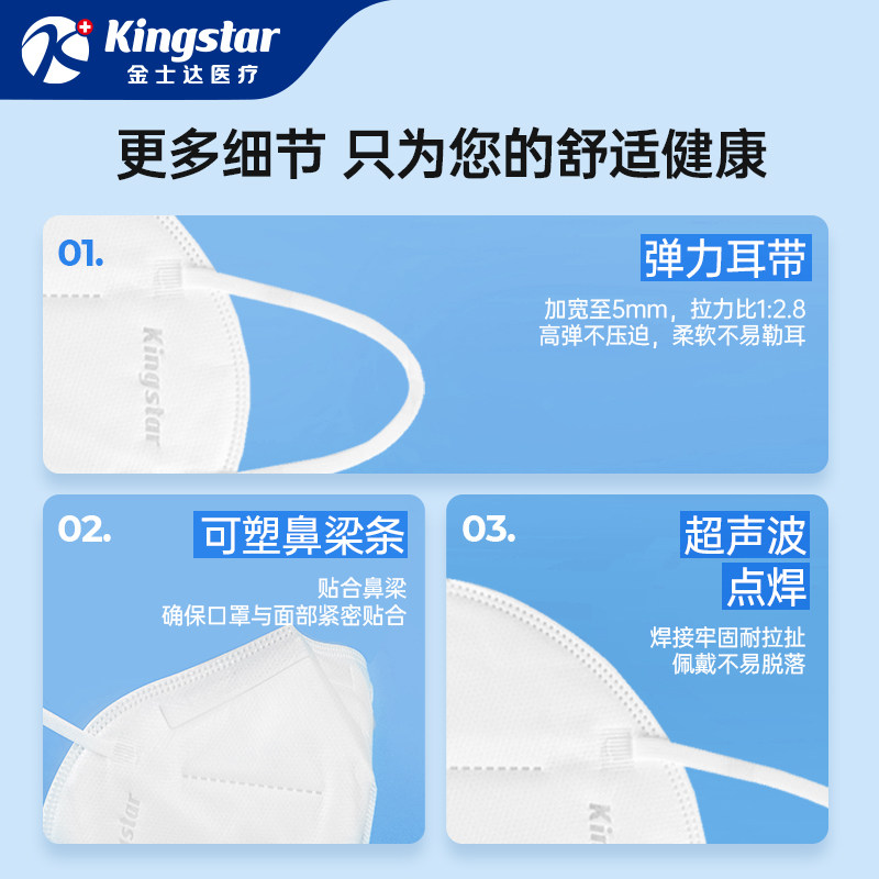 金士达n95级医用防护口罩一次性医疗正品3d立体口罩透气灭菌独立