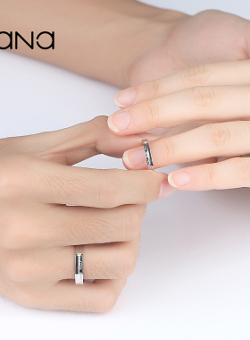 纯银戒指一对男女简约日韩对戒原创设计莫桑石仿真钻戒情侣礼物