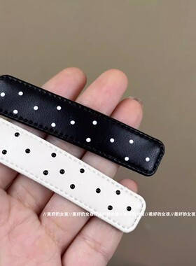 韩版新款波点皮质小众ins发夹法式少女刘海夹侧边夹碎发夹子头饰