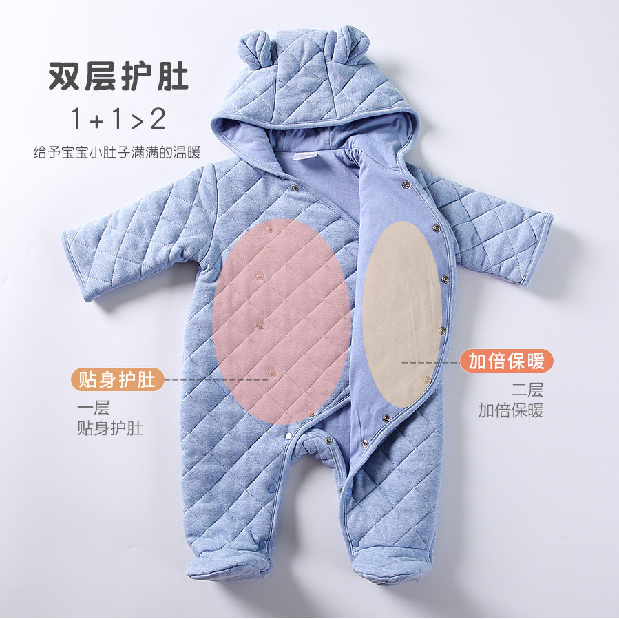 新生婴儿宝宝冬装夹棉和尚服棉服 心上宝连身衣/爬服/哈衣