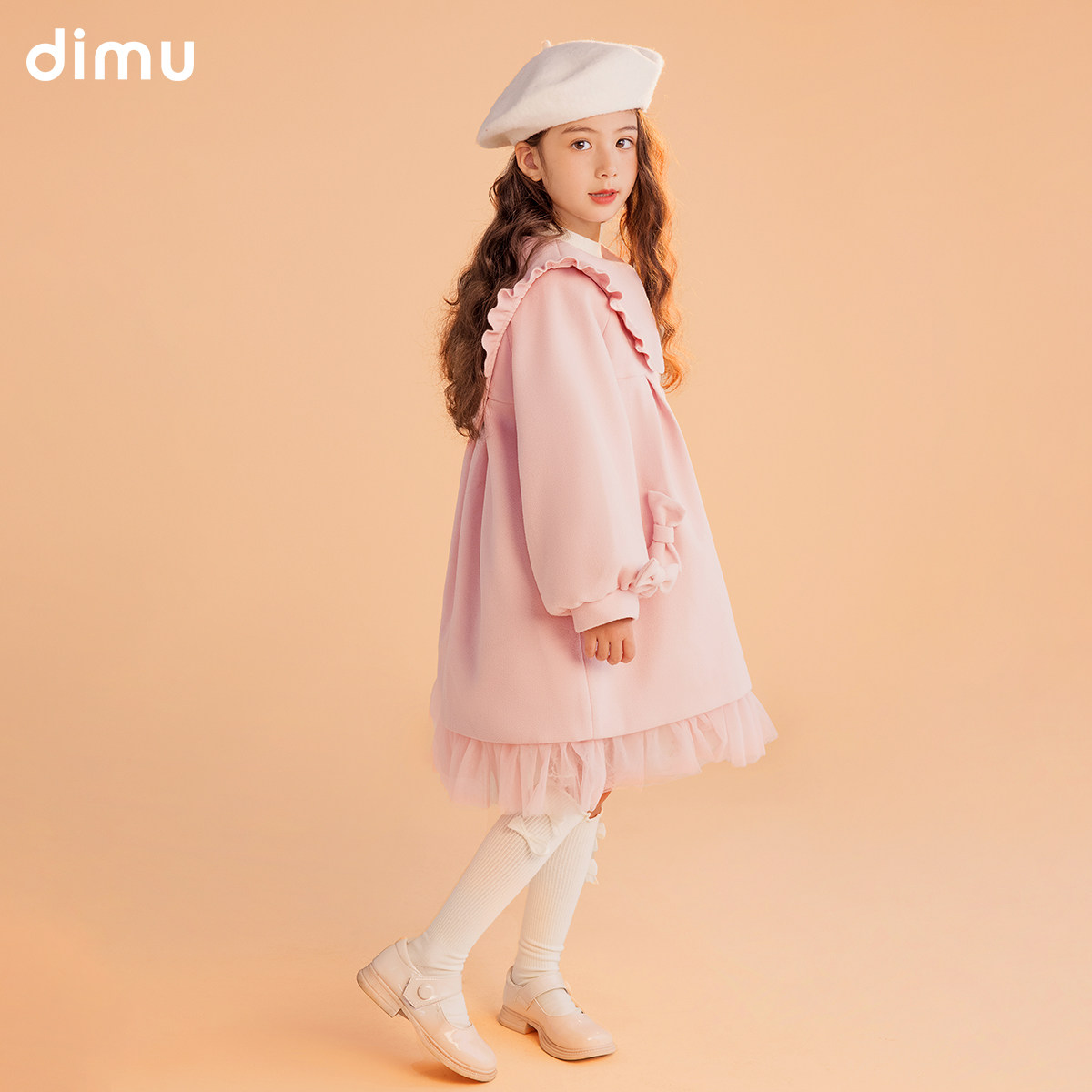 dimu 笛牧 加厚中长款公主超仙粉色呢大衣 天猫优惠券折后￥168包邮（￥298-130）100~150码可选