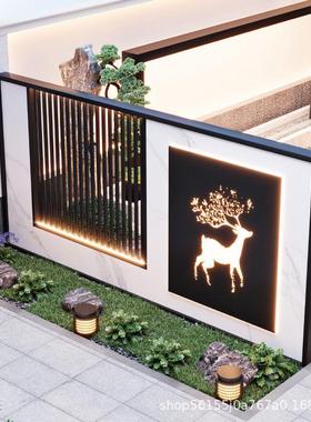 铝合金庭院背景墙户外屏风隔断墙不锈钢室外灯光景墙迎门墙影壁墙