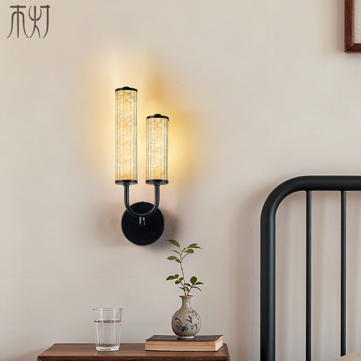 新中式壁灯宋式美学中国风宣纸灯设计师卧室床头客厅背景墙玄关灯,淘宝优惠券,粉丝福利购,淘宝优惠卷