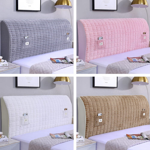 高级轻奢床头罩套全包家用网红软包木床头通用型加绒夹棉加厚防撞 - 图1