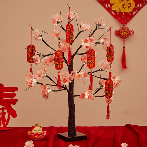 新年桃花树灯春节装饰场景布置挂件挂饰摆件家用室内过年用品马年 - 图0