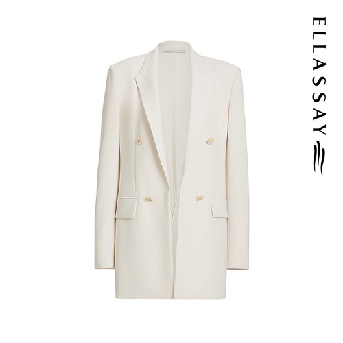 ELLASSAY歌力思秋季新款三醋酸双排扣职场西装女EWE343T01900 - 图3