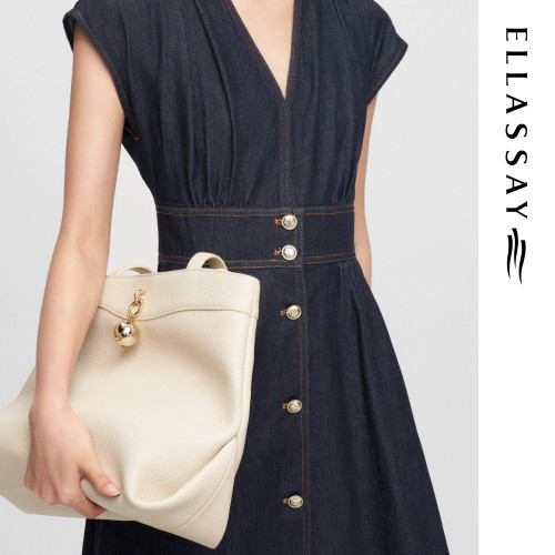 ELLASSAY歌力思早春新款100%棉连肩袖牛仔连衣裙女EWE361N01600 - 图2