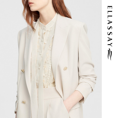 ELLASSAY歌力思秋季新款三醋酸双排扣职场西装女EWE343T01900 - 图2
