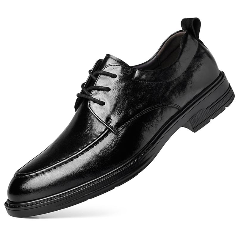 欧伦啄木鸟男鞋秋季潮流英伦尖头软底德比鞋百搭商务休闲正装皮鞋