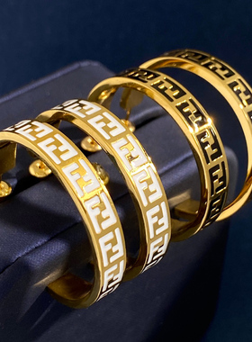 双F字母手镯戒指耳环欧美粉色F