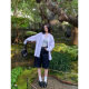 ໂສ້ງຂາສັ້ນ denim retro ຂອງແມ່ຍິງແອວສູງວ່າງກາງ