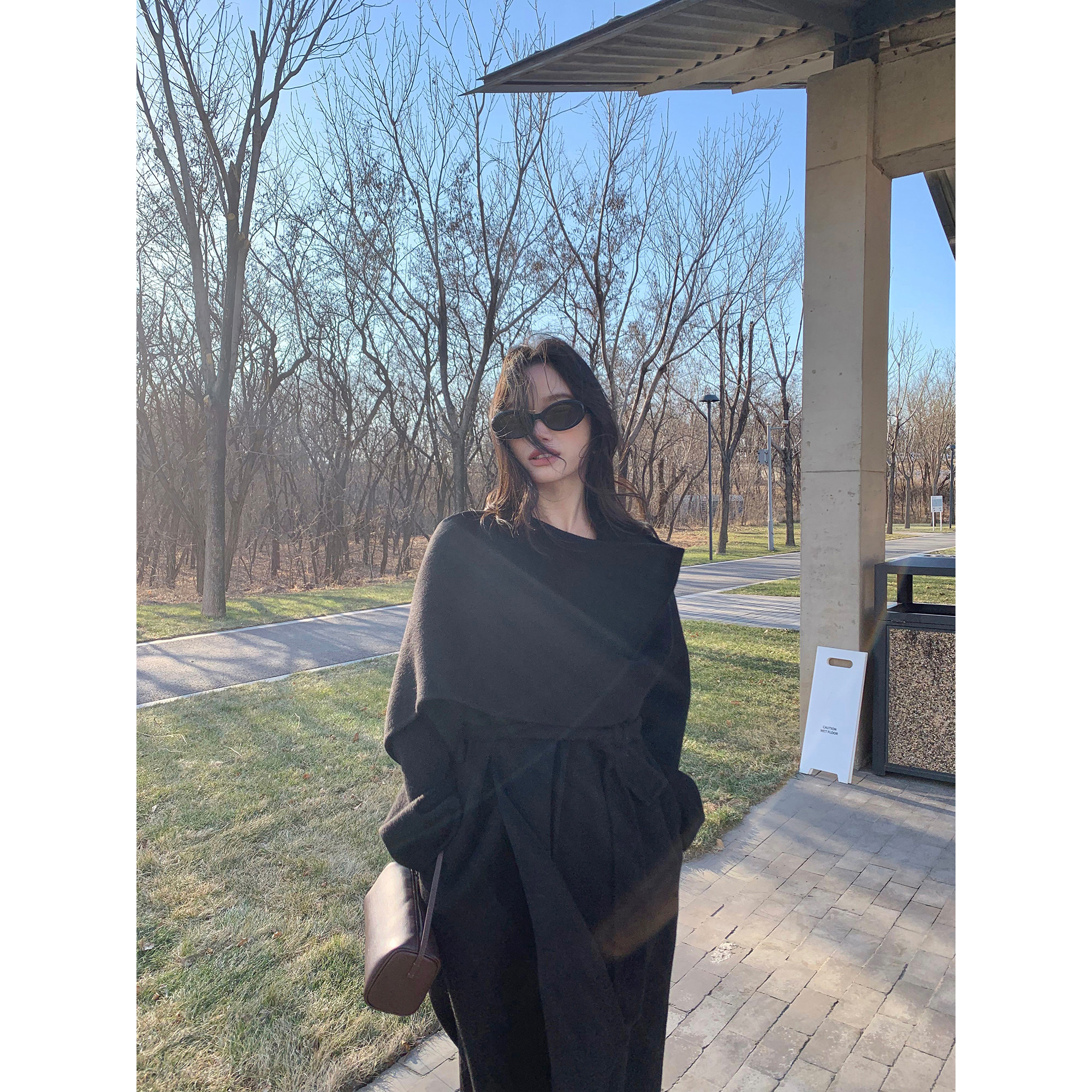 pusumede 暖糯冬日 100%羊毛围巾领大衣女高级感双面呢中长款外套,淘宝优惠券,粉丝福利购,淘宝优惠卷