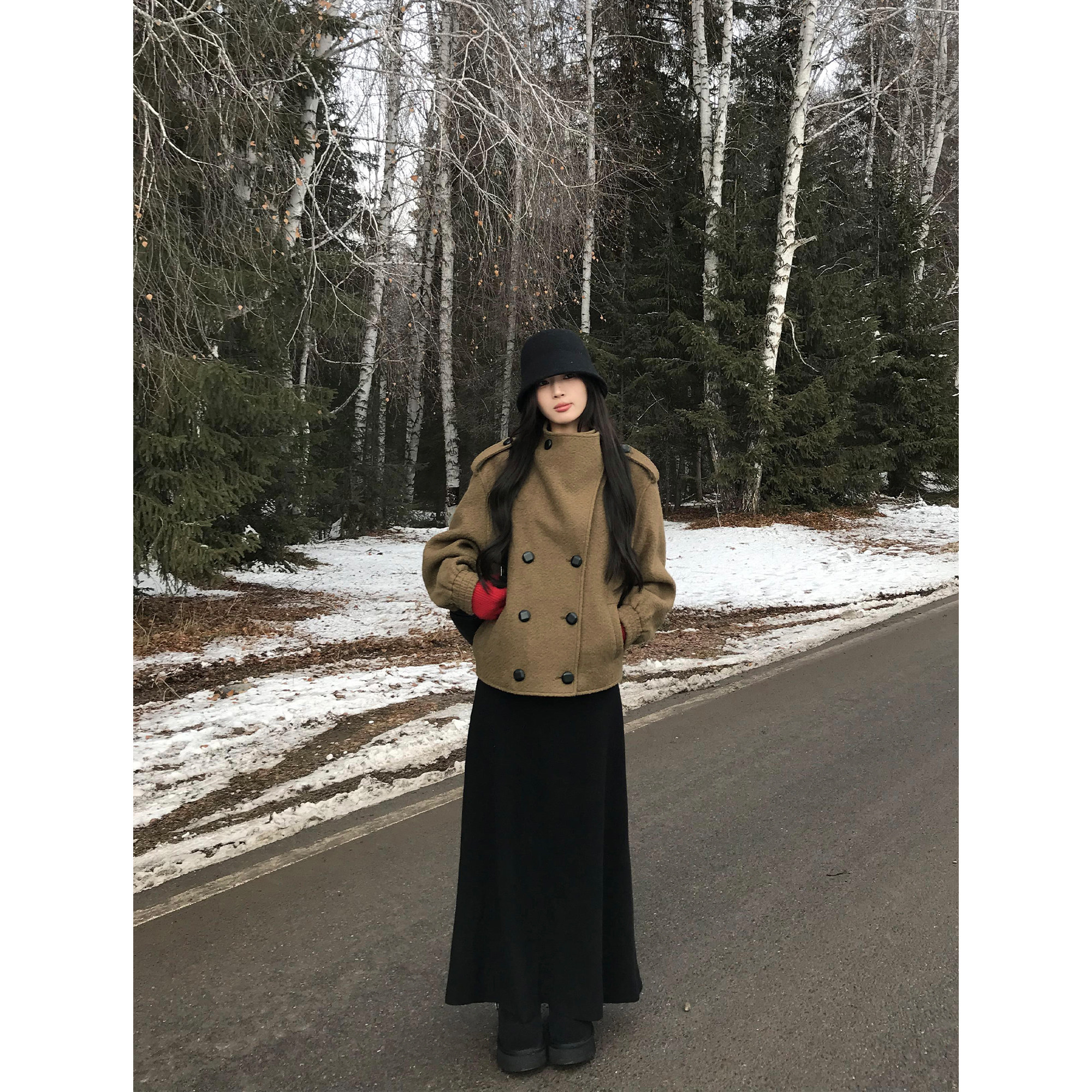 pusumede 柏林纪事 复古羊毛立领外套女高级感短款双排扣毛呢大衣,淘宝优惠券,粉丝福利购,淘宝优惠卷