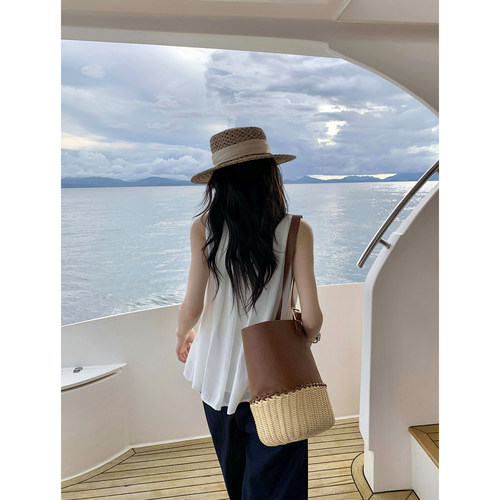 pusumede夏日特调 白色U领背心女外穿减龄娃娃衫小众无袖吊带上衣 - 图2